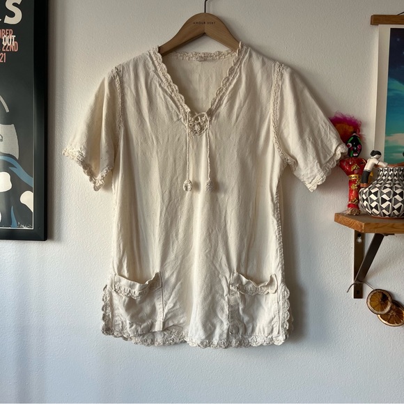 Vintage hand crocheted boho top - Picture 1 of 4